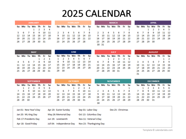 2025 Yearly Powerpoint Calendar Slide Free Printable Templates