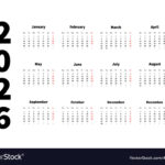 2026 Year Simple Horizontal Calendar In English Vector Image