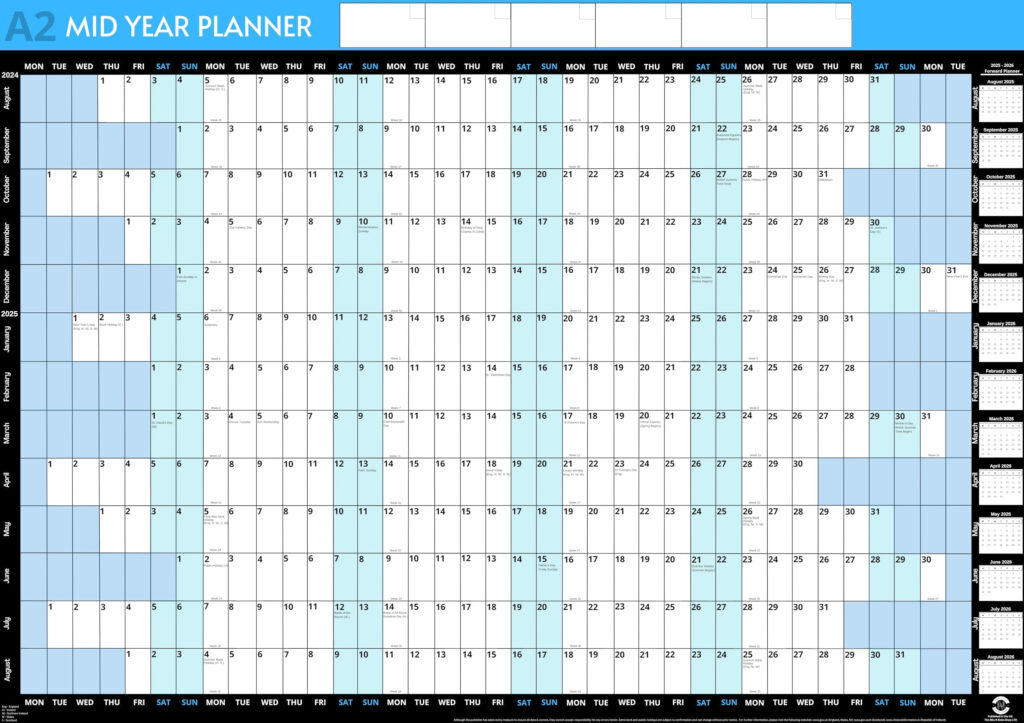 A2 Size 59 4 X 43cm Academic Wall Planner 2024 2025 Wall Calendar 