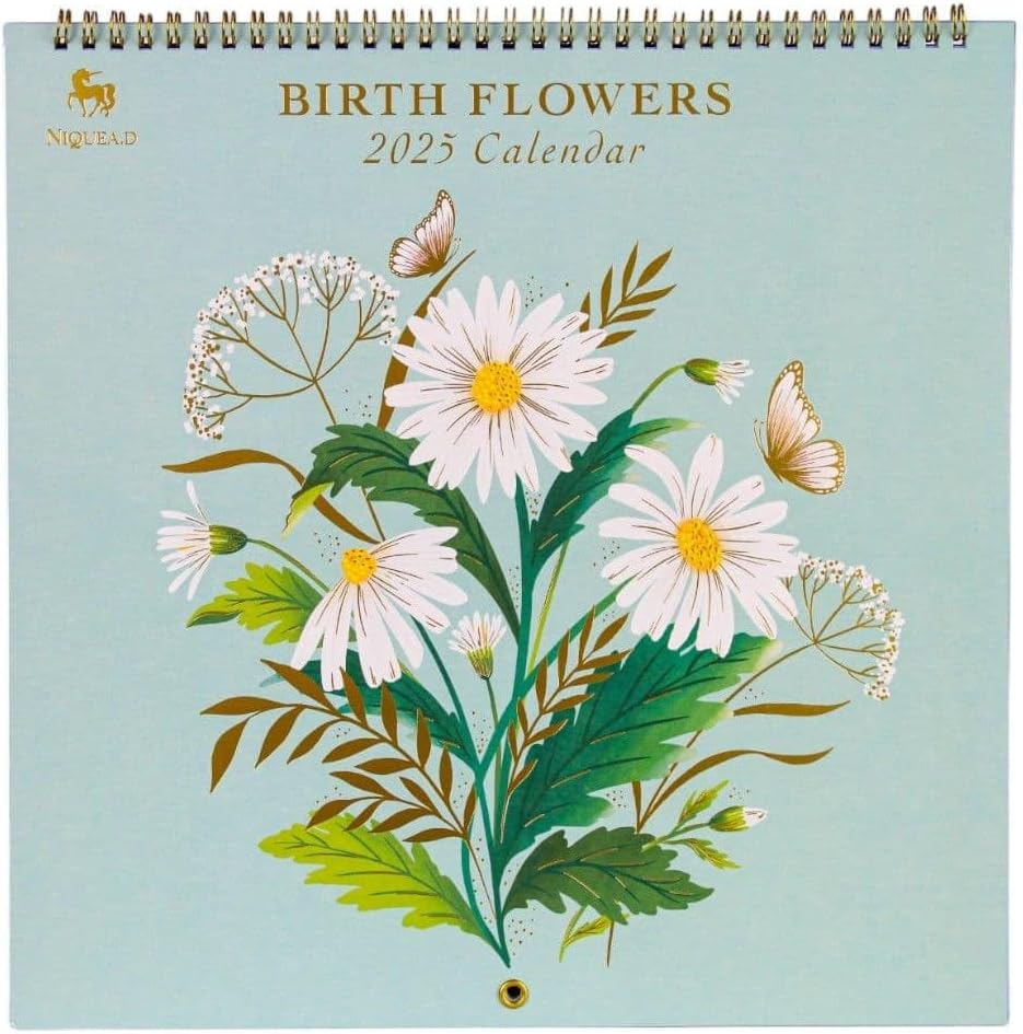 Amazon NIQUEA D Birth Flowers 2025 Spiral Wall Calendar Office 