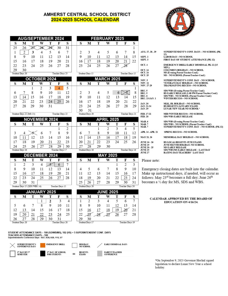 Amherst Central Schools Calendar 2024 School District Calendar