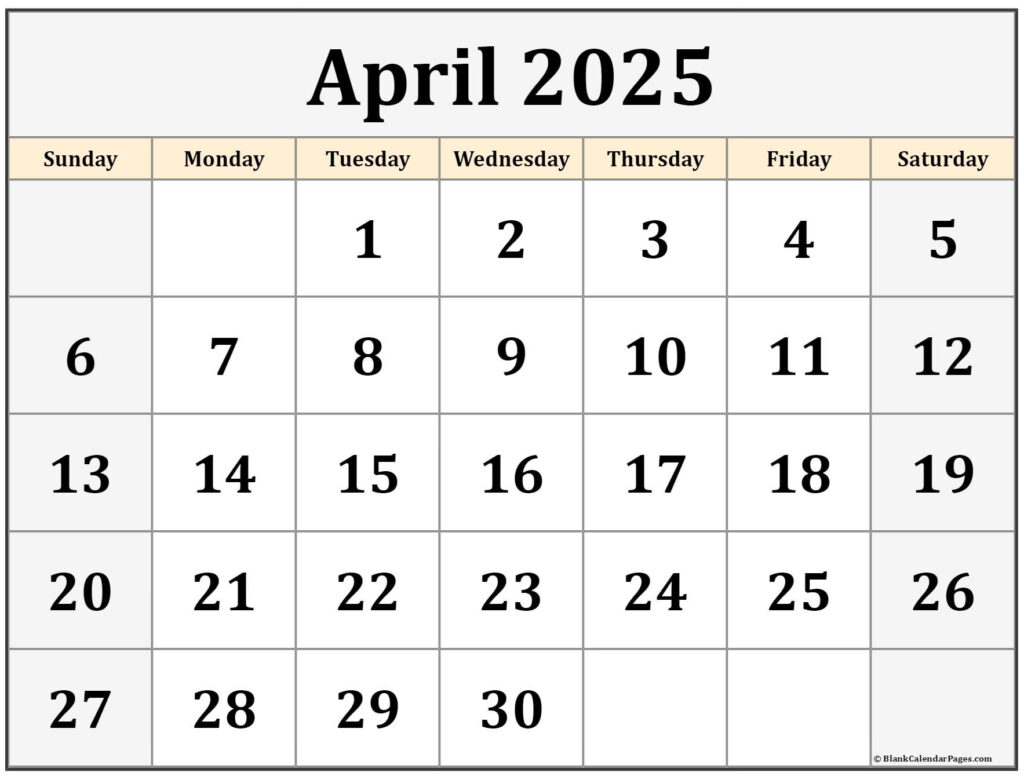 April 2025 Calendar Free Printable Calendars