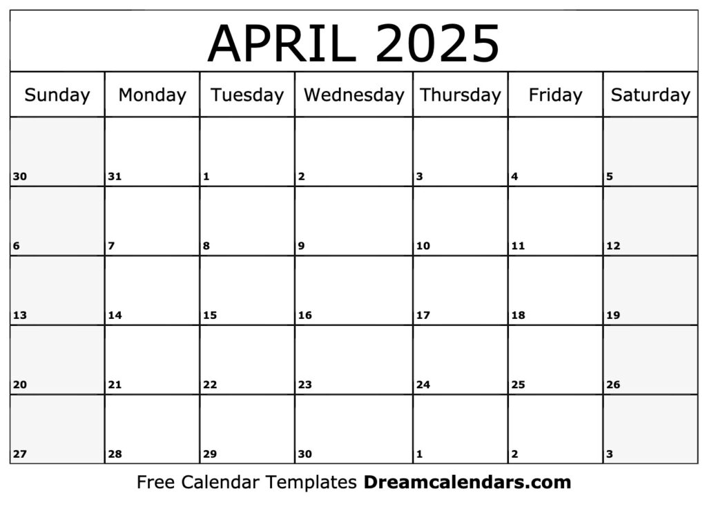 April 2025 Calendar Free Printable With Holidays And Observances