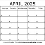 April 2025 Calendar Free Printable With Holidays And Observances