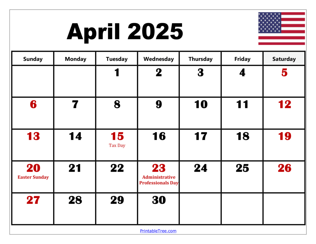 April 2025 Calendar With Federal Holidays Calendrier 2025 2026 Gratuit