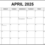 April 2025 With Holidays Calendar