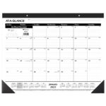 AT A GLANCE 2025 Large Monthly Desk Pad Calendar Office Supplies Flat