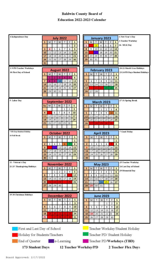 Baldwin County Public Schools Calendar Goldi Karalee