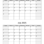 Blank Calendar Template 2025 June And July Lucia Rivalee