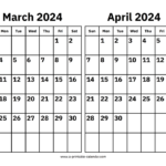 Calendar 2024 March April Doti Michell