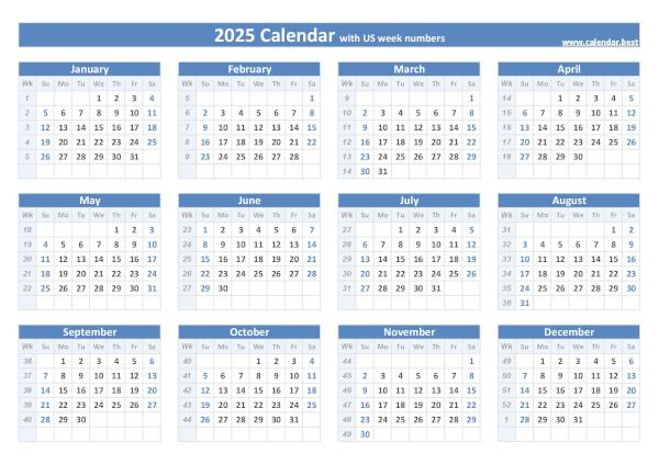 Calendar 2025 Weeks Numbered A Comprehensive Guide Design Printable 