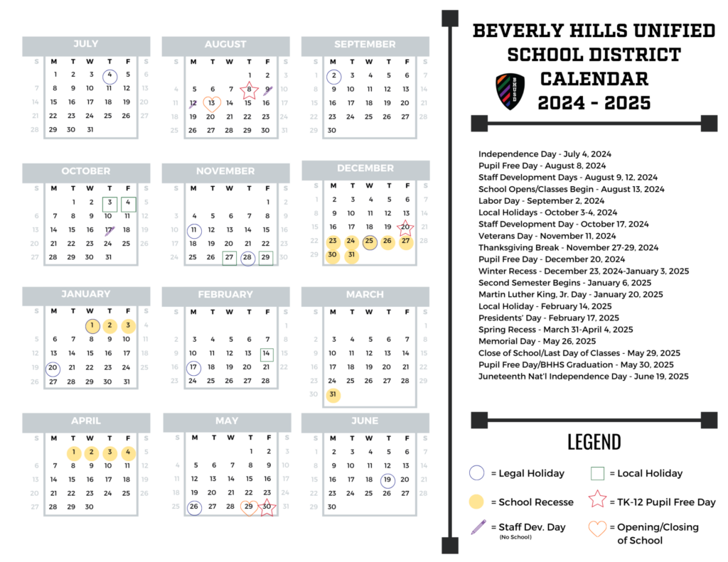 Calendars Calendars Beverly Hills Unified School District