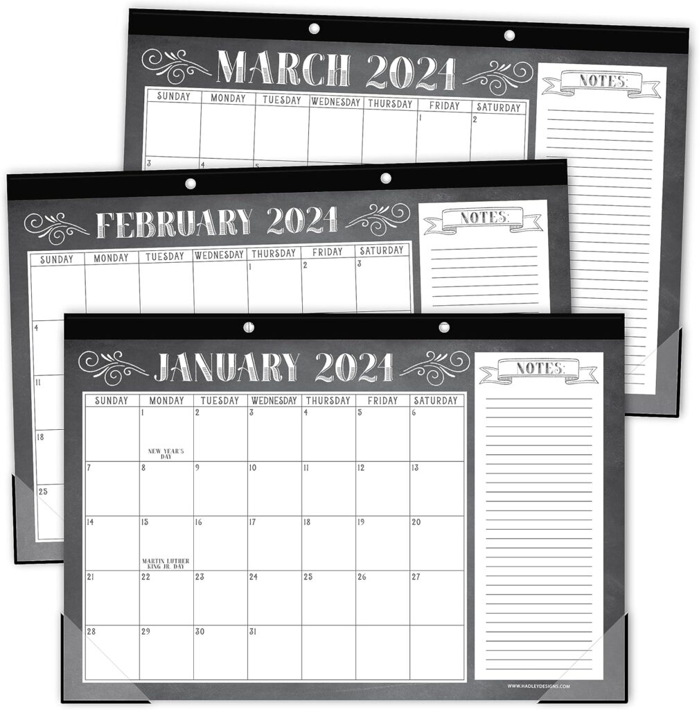 Chalkboard Large Desk Calendar 2024 2025 Desk Calender 2024 Monthly