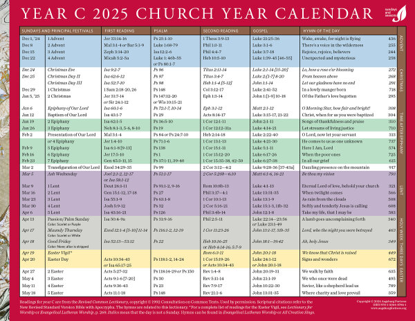 Church Year Calendar Year C 2025 Augsburg Fortress