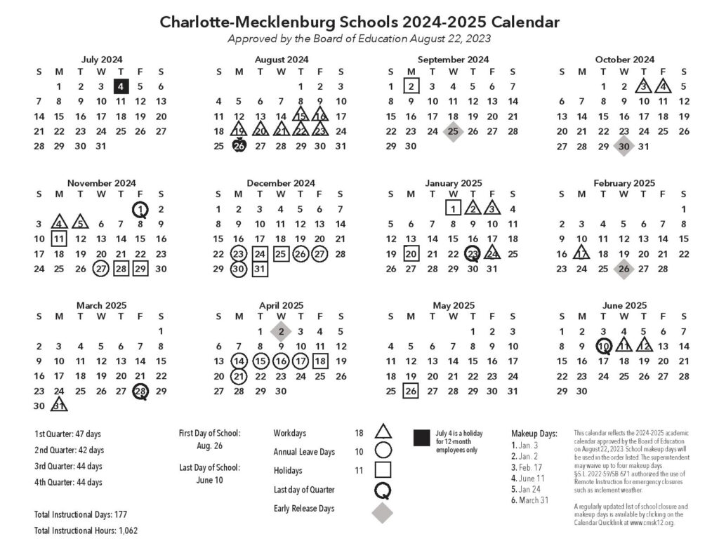 CMS Schools Calendar 2024 2025 Charlotte Mecklenburg School 