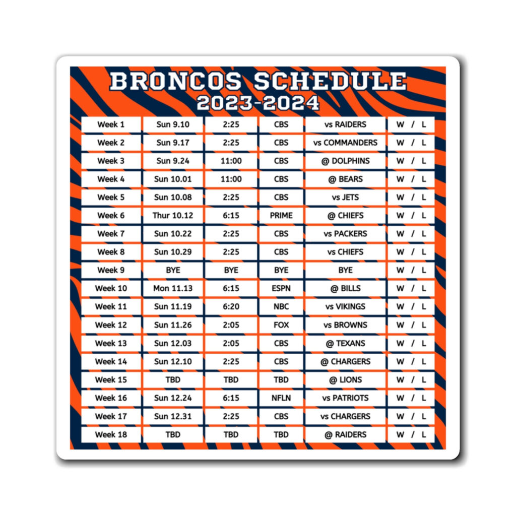 Denver Broncos Schedule 2024 2025 Printable