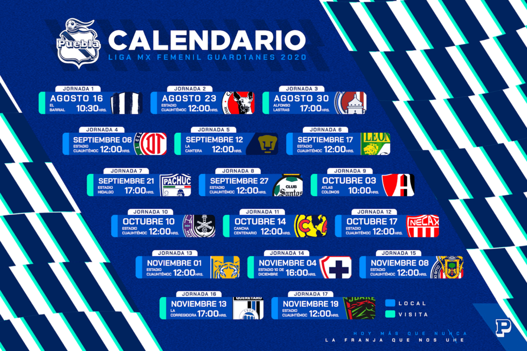 DeporPuebla LISTO EL CALENDARIO DE LA LIGA MX FEMENIL PARA LA ESCUADRA 