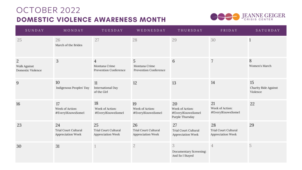 Domestic Violence Awareness Month 2022 Jeanne Geiger Crisis Center