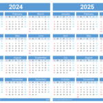 Download Calendar 2024 2025 Excel A4 Horizontal 45Y07