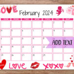 EDITABLE Printable February Calendar 2024 Cute Etsy