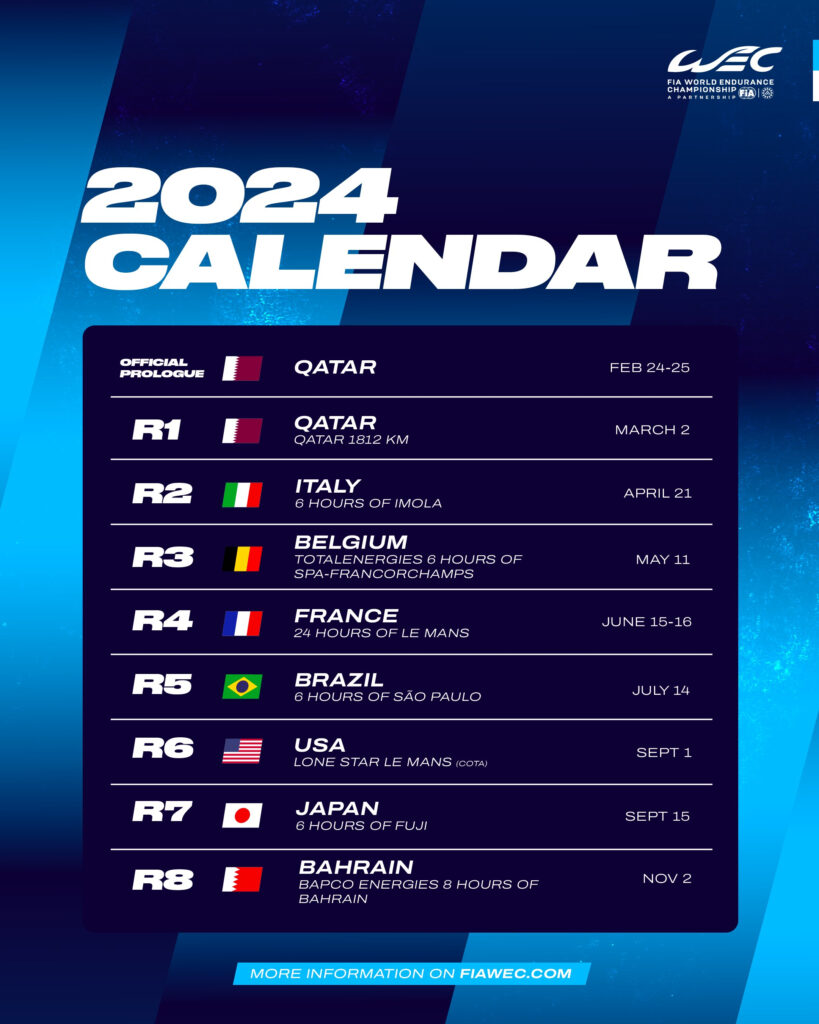 El WEC Confirm Su Calendario 2024 Con Novedades Y Regresos Carburando