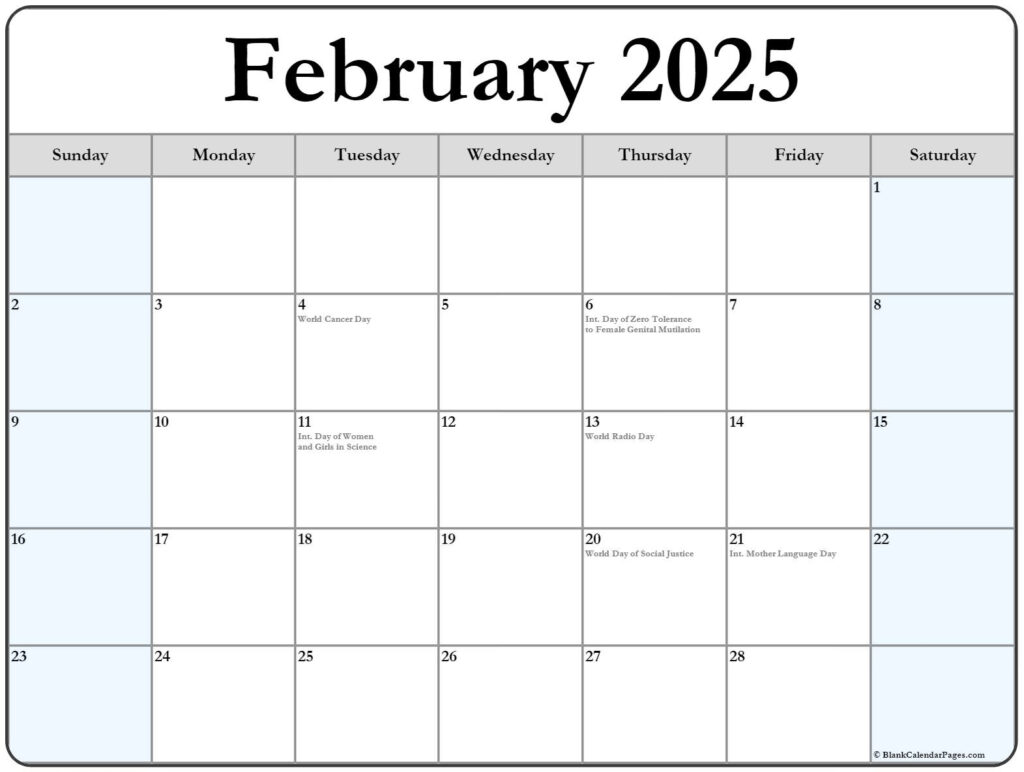 Feb 2025 Calendar