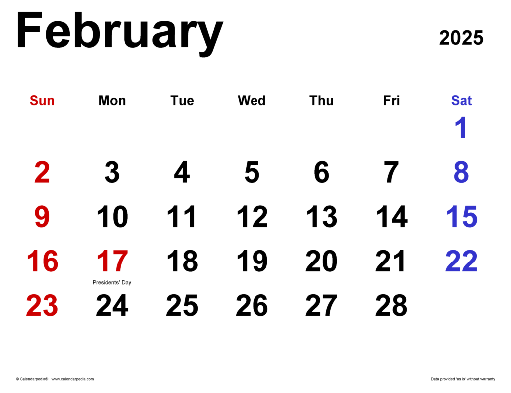 February 2025 Calendar Essa Ofella