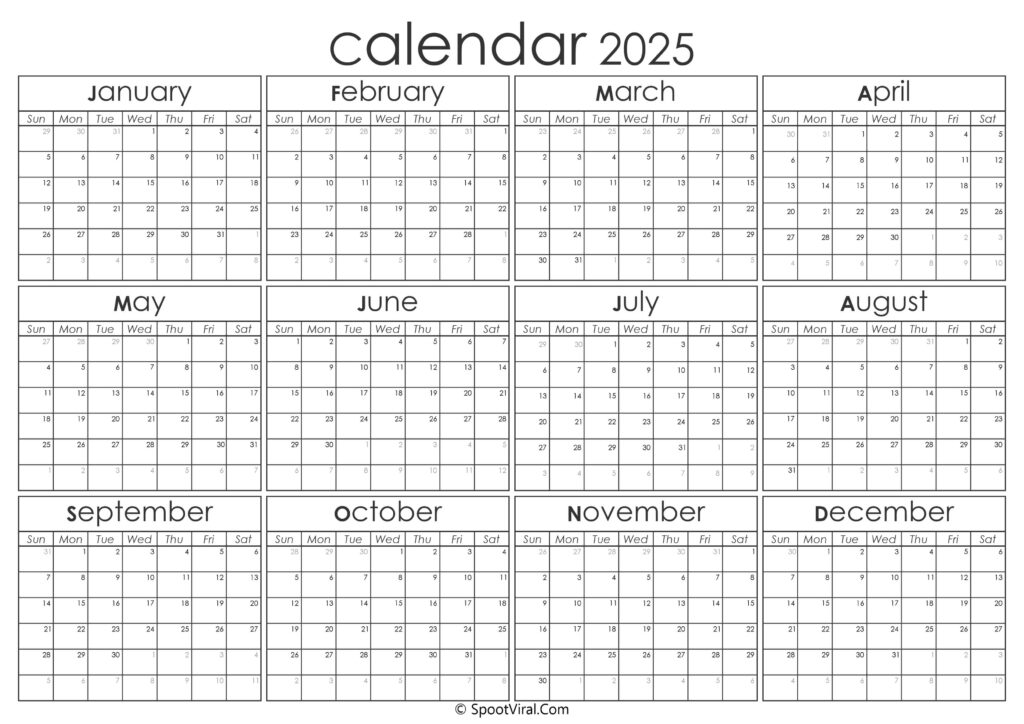 Free Fillable Yearly Calendar 2025 Pdf Ardyth Loella