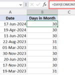 Get Total Number Of Days In Month In Excel Easy Formulas