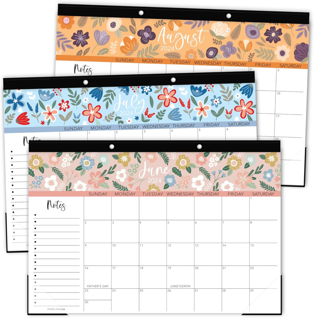 Hadley Designs Floral Large Desk Calendar 2024 2025 Desk Calender 