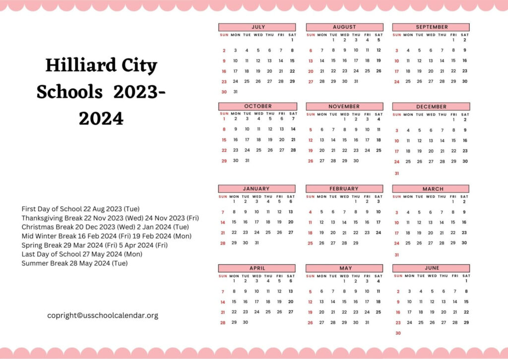 Hilliard City Schools Calendar 2024 2025 Tansy Florette