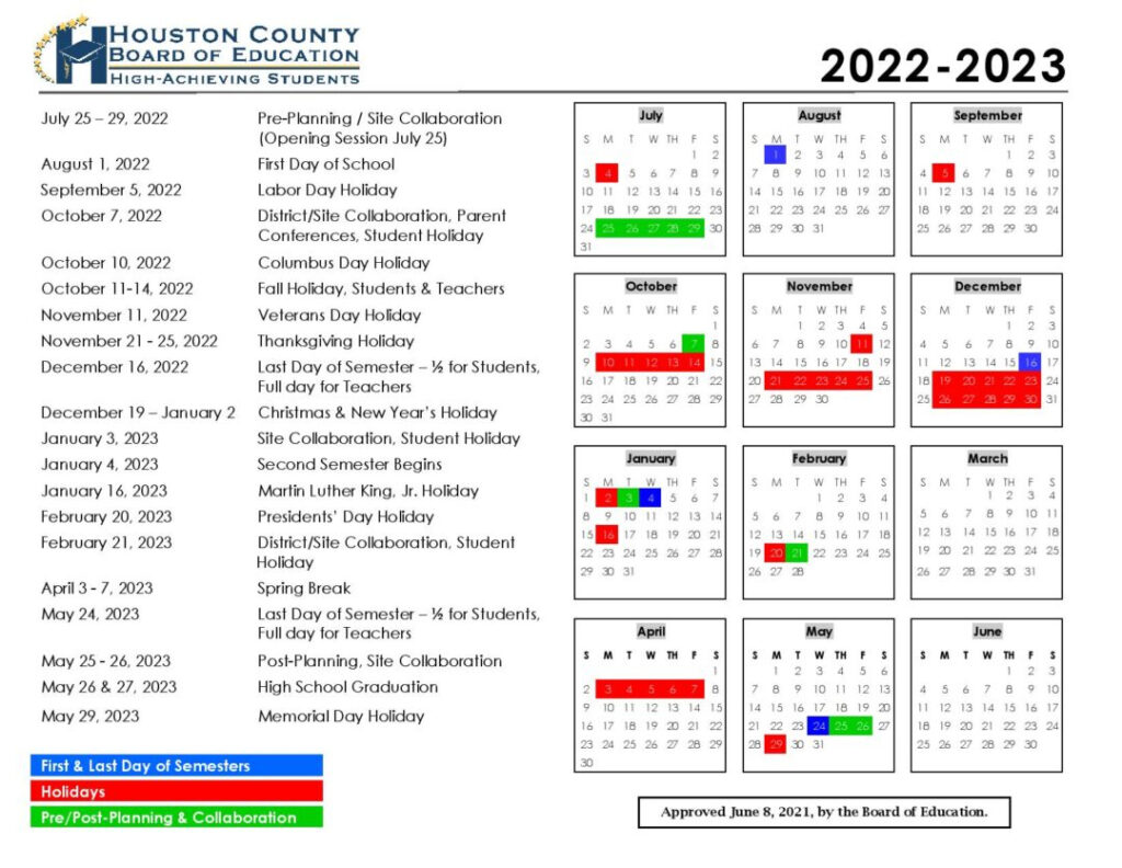 Houston County Schools Calendar 2022 2023 In PDF From Hcbe Calendar 