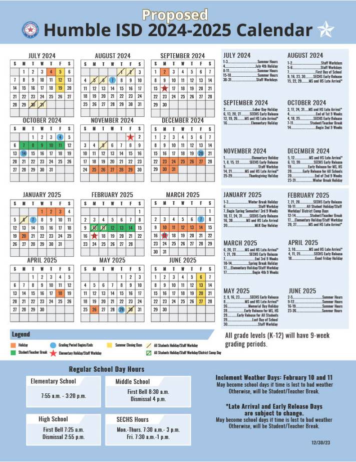 Humble Isd 2024 2025 Calendar Good Calendar Idea