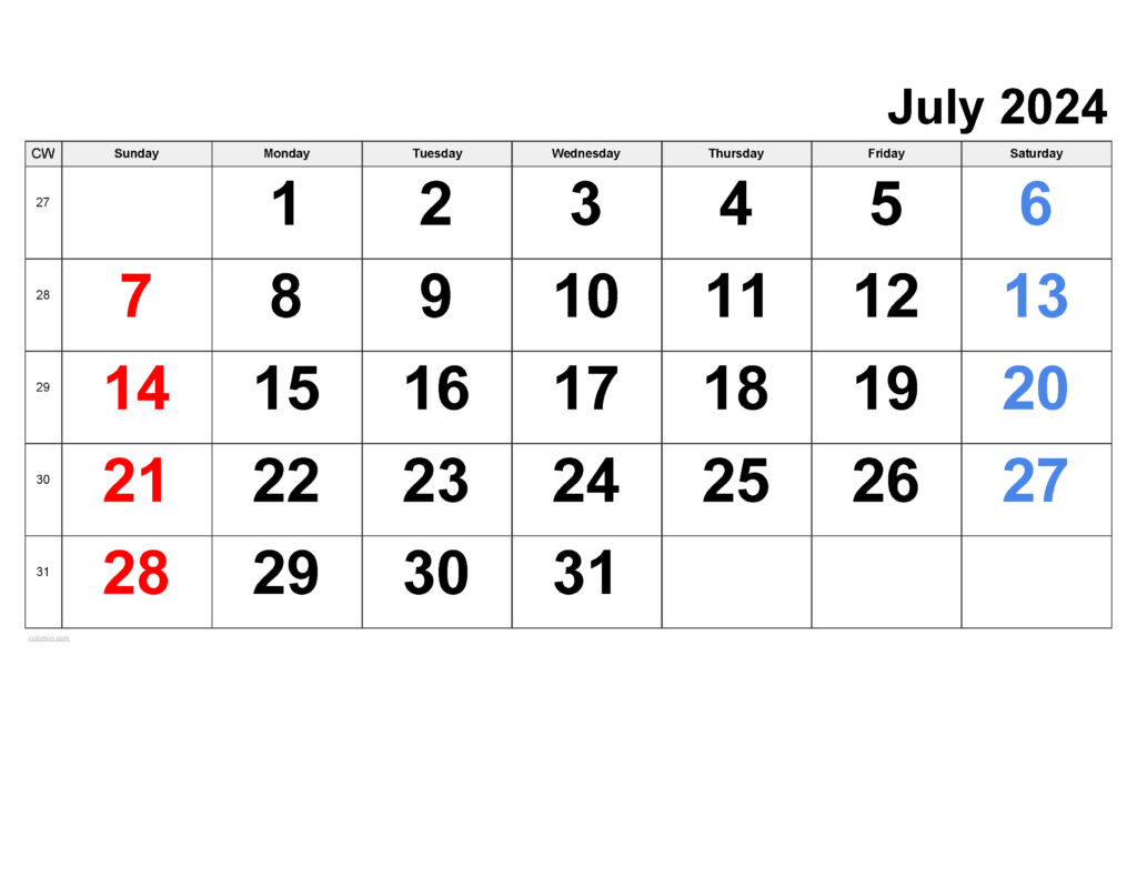 July 2024 Calendar Free Printable PDF XLS And PNG