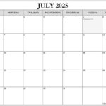 July 2025 With Holidays Calendar