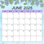 June 2025 Calendar Free Printable DIY Projects Patterns Monograms