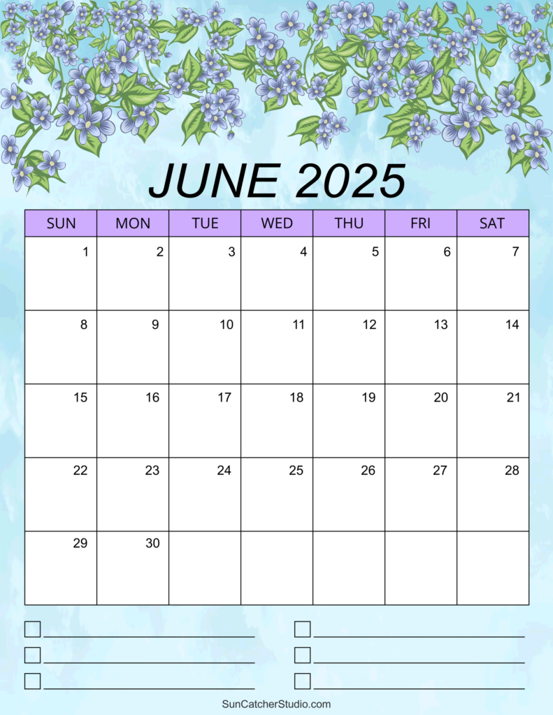 June 2025 Calendar Free Printable DIY Projects Patterns Monograms