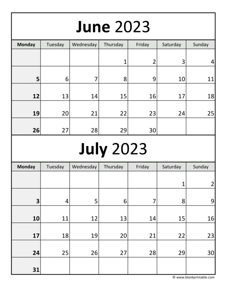 June And July 2023 Calendar Printable Pdf PELAJARAN