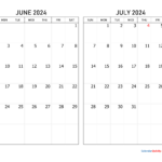 June And July 2024 Calendar Calendar Quickly