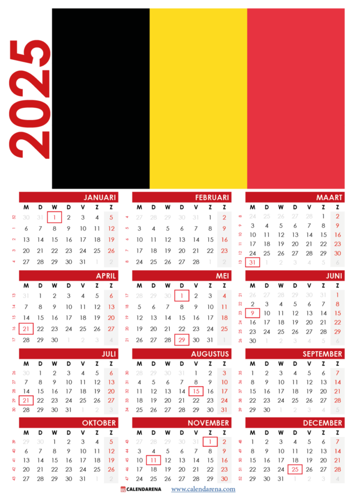 Kalender 2025 Met Weeknummers Belgi PDF