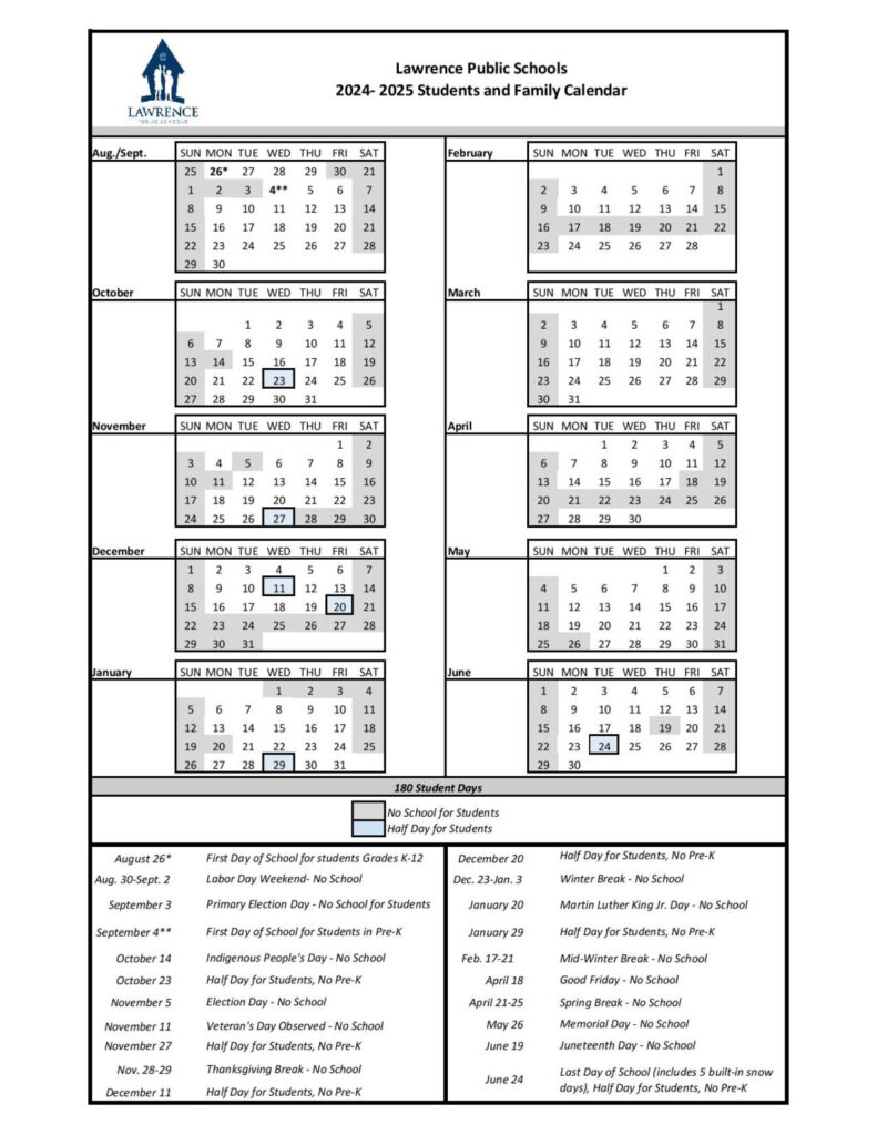 Lawrence Public Schools Calendar 2024 2025 Massachusetts 