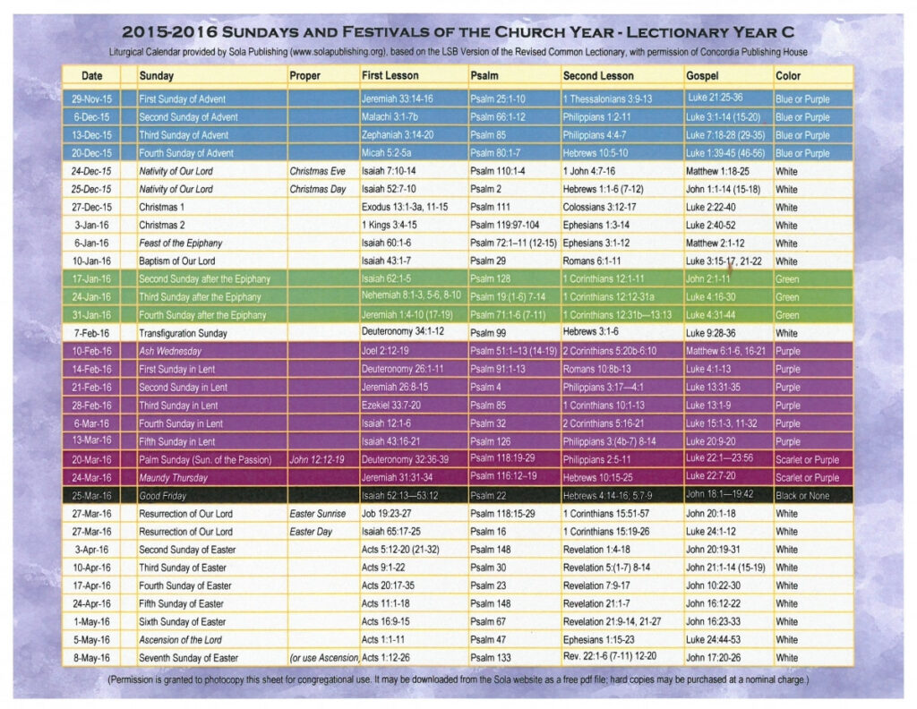 Lectionary Calendar 2025 Vanderbilt Damara Miquela