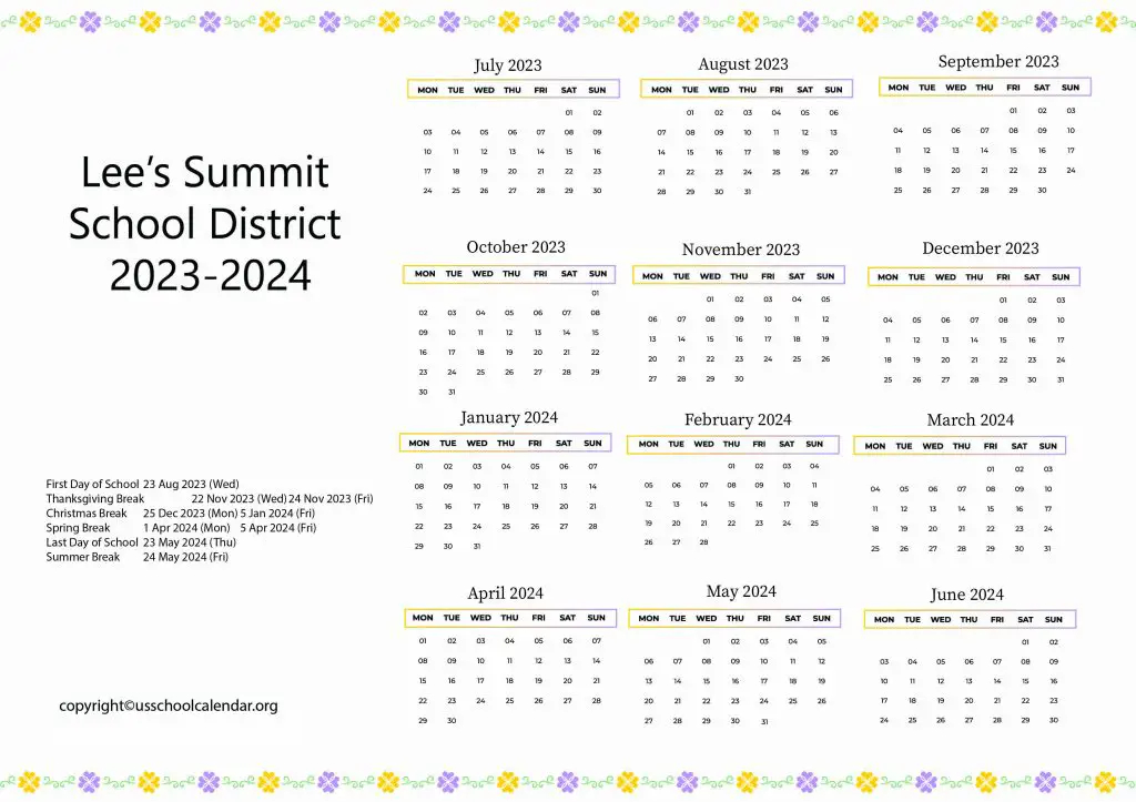 Lee s Summit School District Calendar With Holidays 2023 2024