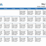 May 2024 Sunrise And Sunset Calendar For Vanier PDF Excel Word