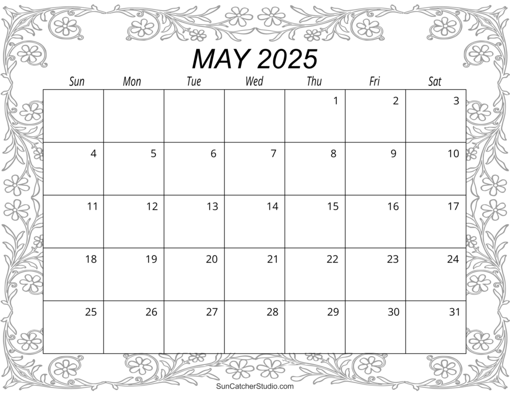 May 2025 Calendar Free Printable DIY Projects Patterns Monograms 