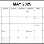 May 2025 With Holidays Calendar