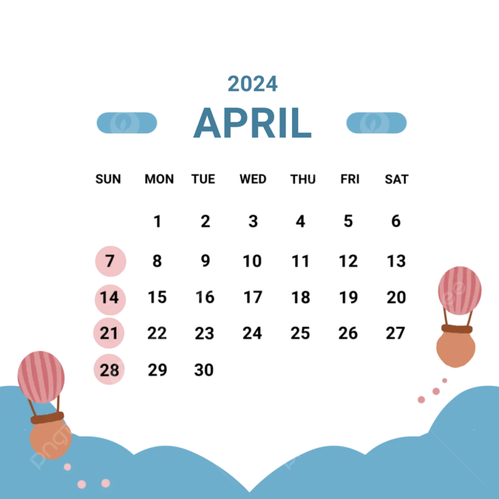 Monatskalender April 2024 April 2024 Pastellfarbener Kalender