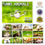 NEW 2024 Wall Calendar 16 Months FUNNY ANIMALS New Year Gift Planner