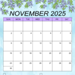 November 2025 Calendar Free Printable DIY Projects Patterns