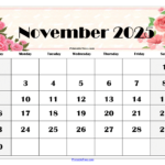 November 2025 Calendar Printable PDF Template With Holidays